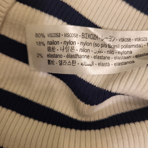 NWOT Zara Striped Knit Sleeveless Top Size Large White & Dark Blue - Picture 8 of 9